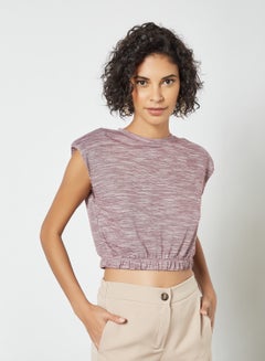 Buy Shoulder Pad Cropped T-Shirt Purple in Egypt