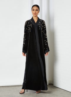 Buy Traditional Embellished Long Sleeve Abaya Black in UAE