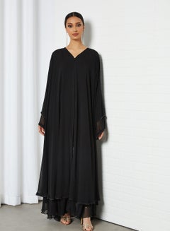 Buy Traditional Design Long Sleeve Abaya Black in UAE