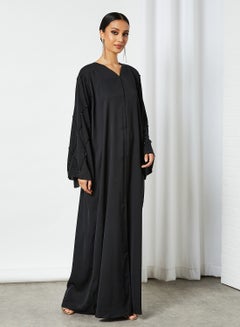 Buy Traditional Embellished Long Sleeve Abaya Black in UAE