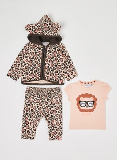 Buy Baby Hoodie T-Shirt Trousers Set Smokey Pink in Saudi Arabia