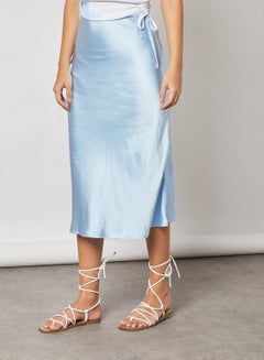 Buy High-Waist Satin Skirt Whispy Blue in Saudi Arabia