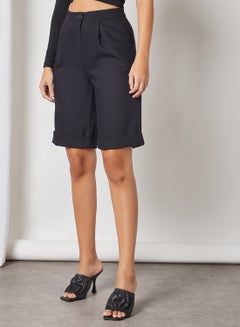 Buy High-Waist Straight Shorts Black in UAE