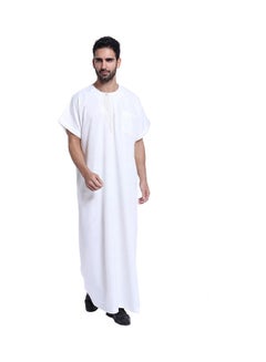 Buy Casual Wear Short Sleeve Kaftan White in Saudi Arabia