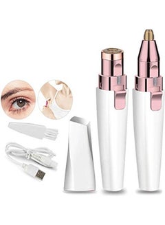 Buy 2-In-1 USB Eyebrow Trimmer White/Rose Gold in UAE