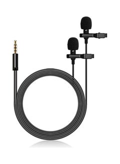 Buy Dual-Head Lavalier Microphone Set Black in Saudi Arabia