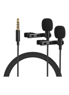 Buy Dual Head Lavalier Clip-On Microphone Black in UAE
