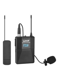 Buy 3-Piece UHF Wireless Lavalier Lapel Microphone System Set Black in UAE