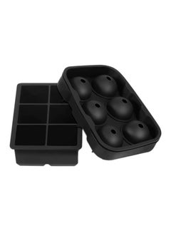 Buy 2-Piece Silicone Ice Cube Trays Set Black 6.5inch in UAE