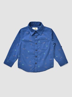 Buy Casual Printed Long Sleeves Shirt Blue in Saudi Arabia