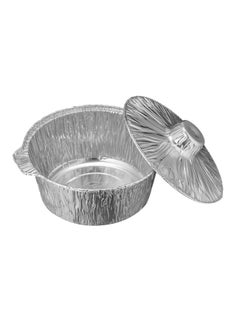 Buy 25-Piece Disposable Aluminium Foil Food Container With Hood Silver in Saudi Arabia
