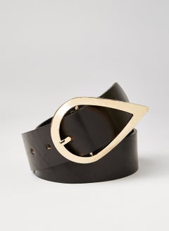 Buy Teardrop Buckle Leather Belt Black in Saudi Arabia