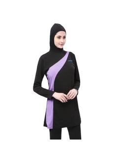 Buy Classic Burkini Swimsuits Set Black/Purple in UAE