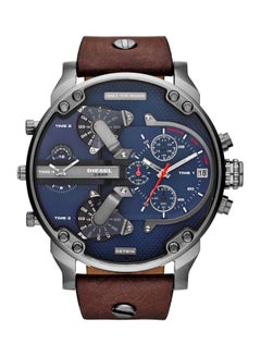 Buy Men's Mr Daddy Dual Time Chronograph Navy Blue Dial Leather Watch DZ7314 in Egypt