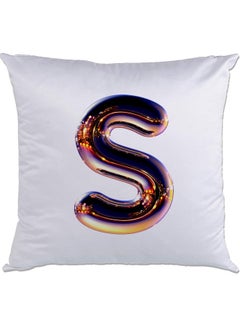 Buy Night Chrome Letter S Printed Cushion polyester Multicolour 40 x 40cm in UAE