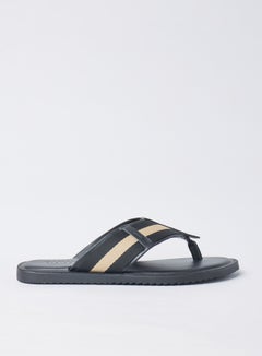 Buy Casual Striped Pattern Flat Sandals Black in UAE
