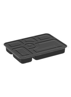 Buy 100-Piece 6 Compartment Disposable Food Container With Lid Black 23x31x4.5cm in UAE