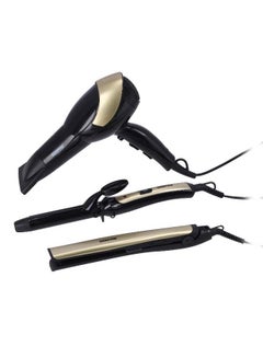Buy 3 In 1 Hair Styling Set Black/Gold 1200g in UAE