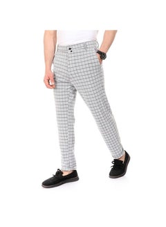 Buy Bi-Tone Plaids Fashionable Slim Pants Black/Grey in Egypt