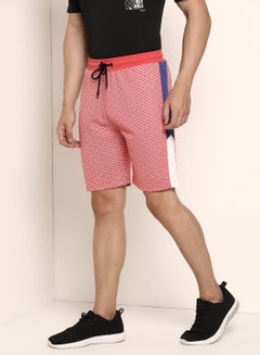 Buy All Over Printed Elastic Waistband Drawstring Shorts Pink/Blue/White in Saudi Arabia