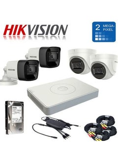 Buy Full Security System (2 Outdoor Camera 2MP + 2 Indoor Camera 2MP + 1080P DVR 4 Channel + 500GB HDD) + 120 Meter Cable in Egypt