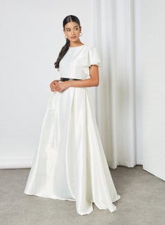Buy Contrast Belted Dress Offwhite in Egypt