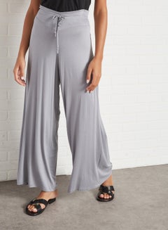 Buy Waist Tie Wide Leg Pants Gray in UAE