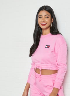 Buy Logo Badge Cropped Sweatshirt Pink Daisy in UAE