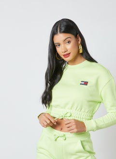 Buy Logo Badge Cropped Sweatshirt Faded Lime in UAE