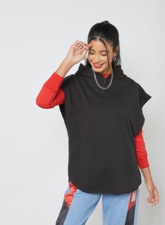 Buy Wide Armhole Oversize Hoodie Black in UAE