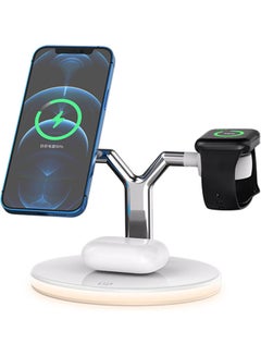 Buy 3-In-1 Wireless Fast Charging Stand And Quick Charger Silver/Black in UAE