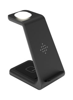 Buy Three-in-One Phone Stand Cordless Chargers With Night Light Black in Saudi Arabia