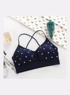 Buy Deep U Cup Dot Push Up Bra Blue/White in Saudi Arabia