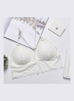 Buy Women's Floral Lace Padded Bralette Bra White in Saudi Arabia