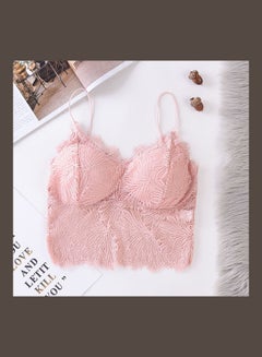 Buy Comfortable Triangle Thin Cup Lace Bra Pink in Saudi Arabia