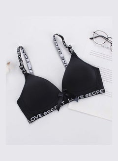 Buy Women's Fashion Letter Printed Strap Simple Slim Bra Black in Saudi Arabia