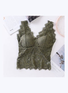 Buy Women's Comfortable Wrapped Chest Lace Top Green in Saudi Arabia