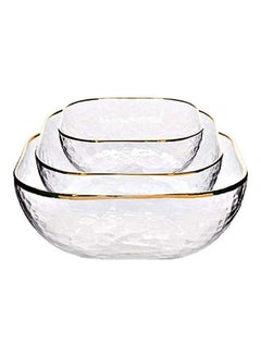 Buy 3-Piece Creative Fruit and Vegetable Phnom Penh Glass Bowl Clear/Golden 280, 550, 1100ml in Saudi Arabia