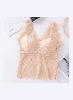 Buy Comfortable Gathering Thin Section Beauty Back Bra Beige in Saudi Arabia