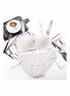 Buy Women Comfy Lace Beauty Back Thin Bra Panty Set White in Saudi Arabia