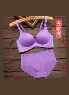 Buy Comfy Solid Colour Lace Thin Bra Panty Set Purple in UAE