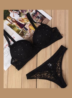 Buy Womens Stylish Bra Panty Set Black in UAE