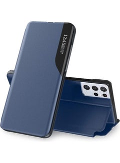 Buy Smart Flip Case Cover With Translucent Window For Samsung Galaxy S21 Ultra 5G Blue in UAE