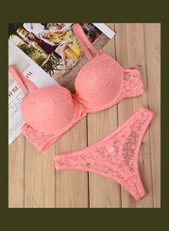 اشتري Womens Beauty Back Bra Panty Set لون السلمون الأحمر في السعودية