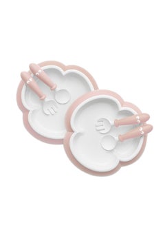 Buy Pack Of 6 Baby Plate , Spoon, Fork - Powder Pink in UAE