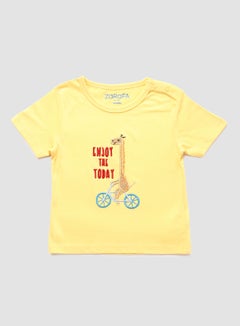 Buy Baby Boys Round Neck Short Sleeve T-Shirt Yellow in UAE