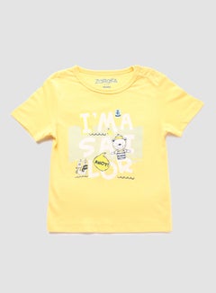 Buy Baby Boys Round Neck Short Sleeve T-Shirt Lemon Yellow in Saudi Arabia