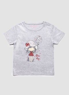 Buy Baby Girls Round Neck Short Sleeve T-Shirt Salt White in UAE