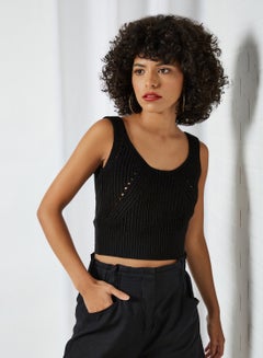 Buy Knit Crop Top Black in UAE