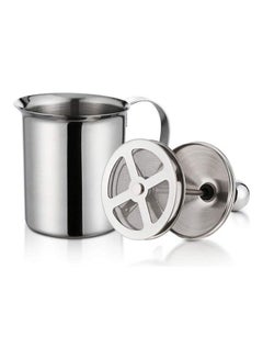 Buy Stainless Steel Double-Layer Filter Manual Foamer With Lid Silver in Saudi Arabia